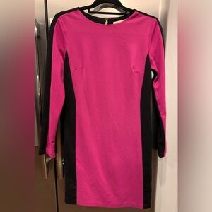 MICHAEL Michael Kors Pink and Black Long Sleeve Dress Color Block Size 6